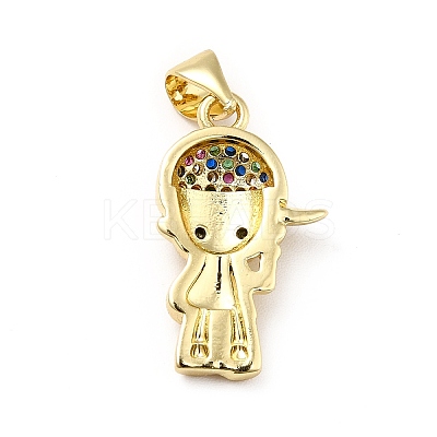 Brass Micro Pave Cubic Zirconia Pendants KK-H433-13B-G-1