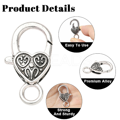 10Pcs 5 Styles Tibetan Style Alloy Lobster Claw Clasps FIND-YW0009-89-1
