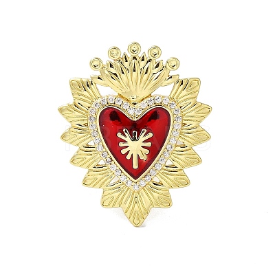 Sacred Heart Brass Micro Pave Cubic Zirconia Cuff Rings RJEW-H236-01G-02-1