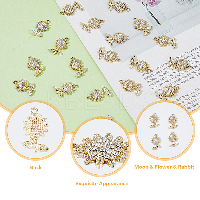 50Pcs UV Plating Alloy Rhinestone Pendants FIND-FH0008-93-1