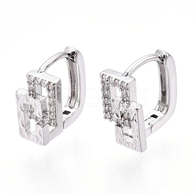Rack Plating Brass Clear Cubic Zirconia Hoop Earrings EJEW-S241-06P-1