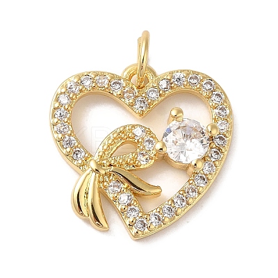 Rack Plating Brass & Clear Cubic Zirconia Pendants KK-L216-050G-1