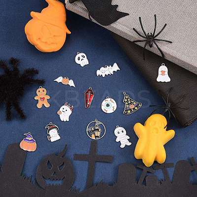 28Pcs 14 Styles Halloween Theme Alloy Enamel Pendants ENAM-SZ0001-63P-1