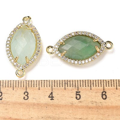 Natural Green Fluorite Faceted Horse Eye Connector Charms G-G181-07G-06-1