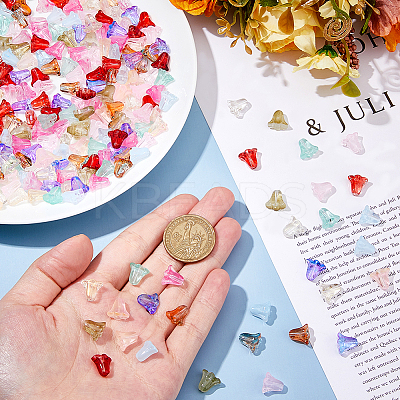 300Pcs 10 Colors Spray Painted Transparent Glass Beads GLAA-HS0001-04-1