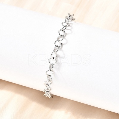 304 Stainless Steel Link Chain Bracelets for Women Men BJEW-A050-02P-1