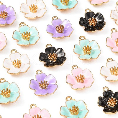 25Pcs 5 Colors Alloy Enamel Pendants ENAM-CJ0003-60-1