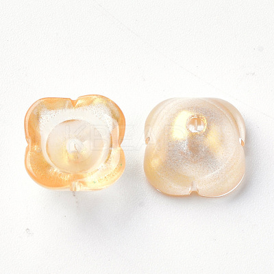 4-Petal Transparent Spray Painted Glass Bead Caps X-GGLA-S054-009B-01-1