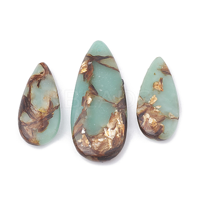 Assembled Synthetic Bronzite and Aqua Terra Jasper Pendants X-G-S328-003I-1