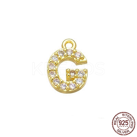 Real 18K Gold Plated 925 Sterling Silver Micro Pave Clear Cubic Zirconia Charms STER-P054-10G-G-1