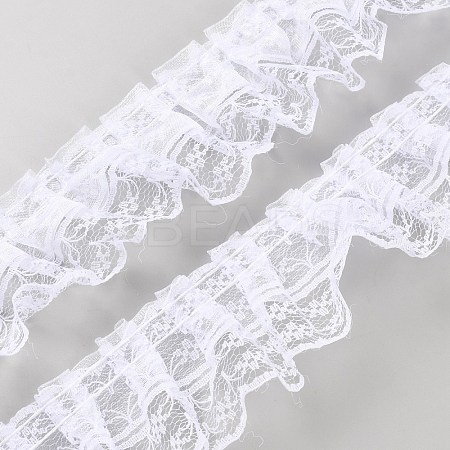 Polyester Pleated Lace Trim OCOR-WH0082-261C-1