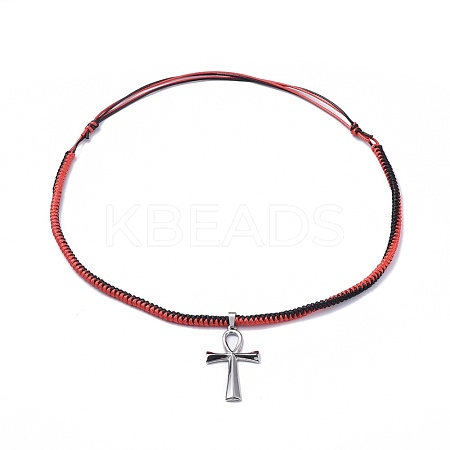 Adjustable Korean Waxed Polyester Cord Braided Pendant Necklaces NJEW-JN02504-01-1