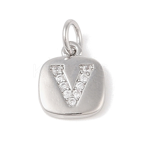 Rack Plating Brass Micro Pave CLear Cubic Zirconia Charms KK-E110-14P-V-1
