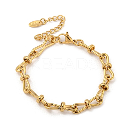201 Stainless Steel Bowknot Link Chain Bracelets LS-BJEW-G696-02G-1