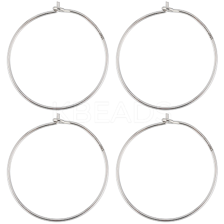 3 Pairs Rhodium Plated 925 Sterling Silver Hoop Earring Findings STER-BBC0006-48B-P-1