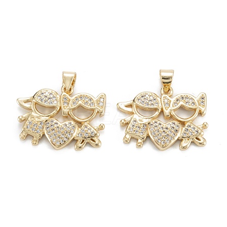 Brass Micro Pave Clear Cubic Zirconia Pendants ZIRC-M115-27G-1