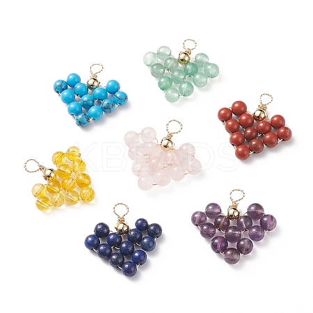 7Pcs Gemstone Copper Wire Wrapped Pendants PALLOY-JF01920-1