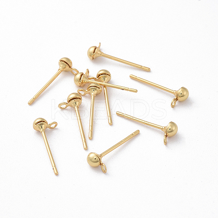 Brass Stud Earring Findings X-KK-F714-05G-1