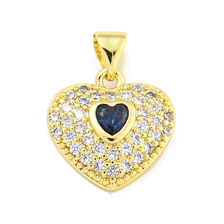 Heart Rack Plating Brass Micro Pave Cubic Zirconia Charms KK-Z053-17G-05-1
