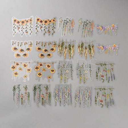 20Pcs Flower PET Decorative Stickers DIY-WH20055-078F-1