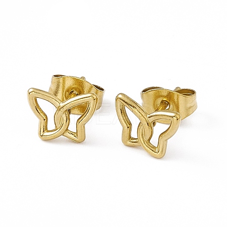 PVD Vacuum Plating 304 Stainless Steel Tiny Hollow Out Butterfly Stud Earrings for Women EJEW-P212-09G-1
