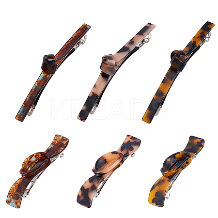 6Pcs 6 Styles Acetic Acid and Iron Snap Hair Clips PHAR-GA0001-02-1
