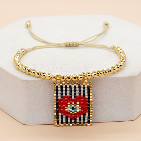 Handmade Glass Seed Bead Charm Bracelets PX3298-7-1