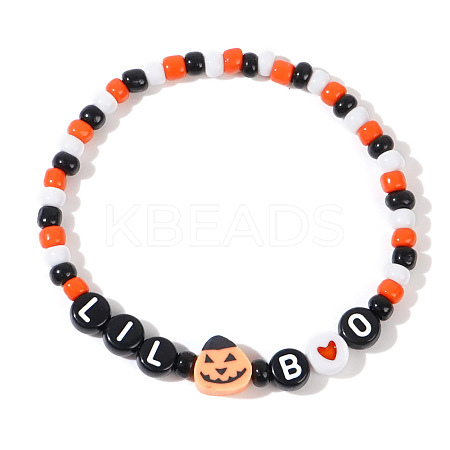 Halloween Acrylic Beads Stretch Bracelets for Women Men LS-QV8903-1-1