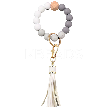1Pcs Silicone Round Beaded Keychain Wristlet AJEW-CL0001-11A-1