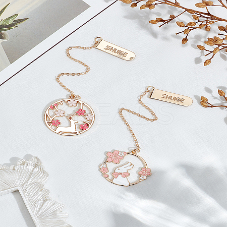 2Pcs 2 Styles Zinc Alloy Enamel Bookmarks AJEW-LP0006-04B-1