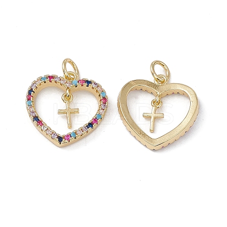 Brass Colorful Cubic Zirconia Pendants KK-E068-VA055-2-1