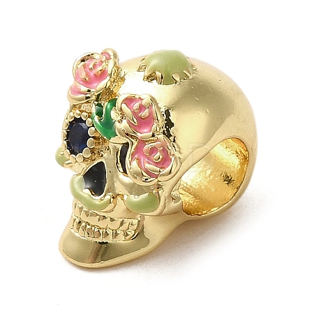 Brass Rhinestone European Beads X1-KK-A203-03G-1