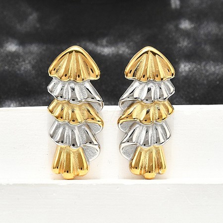 304 Stainless Steel Two-tone Stud Earrings for Women EJEW-R023-01GP-03-1
