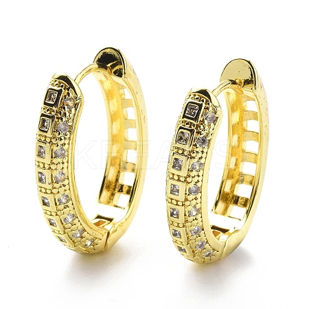 Clear Cubic Zirconia Square Hollow Hoop Earrings EJEW-G333-02G-1