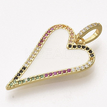 Golden Plated Brass Micro Pave Cubic Zirconia Pendants ZIRC-T012-45G-C-1