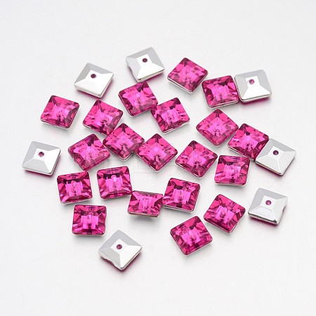 Back Plated Faceted Square Taiwan Acrylic Rhinestone Beads X-ACRT-M04-7-02-1