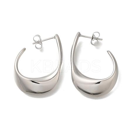 304 Stainless Steel Oval Stud Earrings for Women EJEW-S227-60P-1