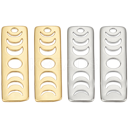 4Pcs 2 Colors Rack Plating Brass Moon Phase Bar Pendants KK-LP0001-59-1