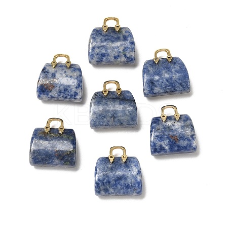 Natural Blue Spot Jasper Brass Pendants KK-E274-01G-19-1