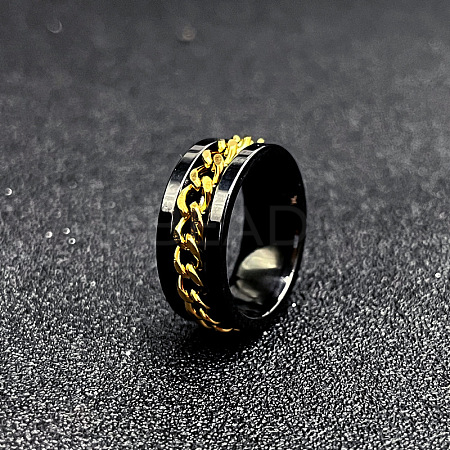 304 Stainless Steel Rotatable Chain Finger Rings for Men FS-WG60CA3-52-1