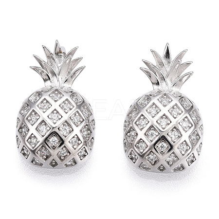 Rhodium Plated 925 Sterling Silver Micro Pave Cubic Zirconia Pendants STER-T004-59P-1