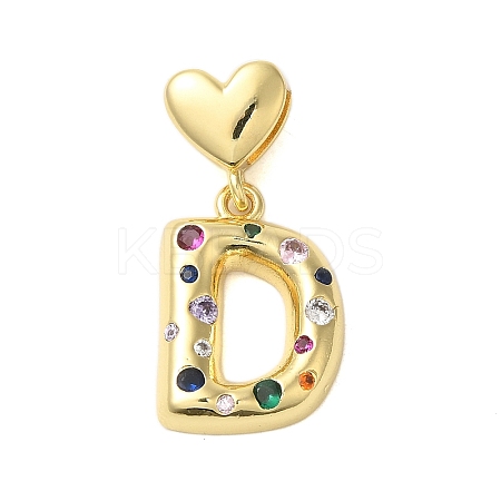 Rack Plating Brass Micro Pave Clear Cubic Zirconia Perdants KK-C067-12G-D-1
