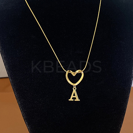 304 Stainless Steel Heart with Initial Pendant Necklaces for Women FS-WG4DC9E-01-1