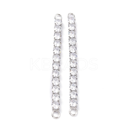 Brass Clear Round Cubic Zirconia Links Connectors ZIRC-G170-23B-P-1