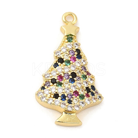 Rack Plating Brass Pave Cubic Zirconia Pendants KK-R150-07G-1