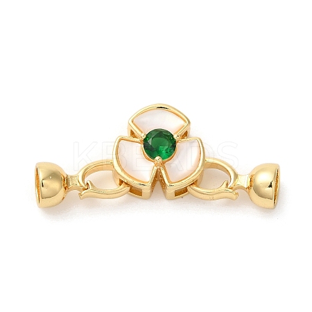 Flower Brass Shell Fold Over Clasps KK-A227-05G-1