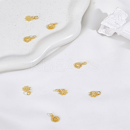 8Pcs 4 Styles Brass Charms KK-LP0004-12G-1