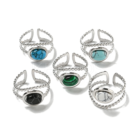 304 Stainless Steel Open Cuff Rings RJEW-C079-10P-1