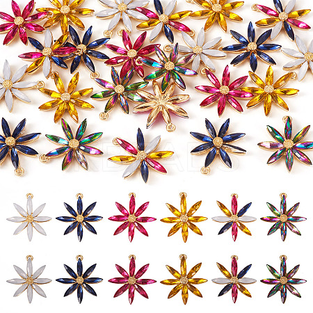 24Pcs 6 Colors Acrylic Rhinestone Pendants FIND-TA0002-79-1