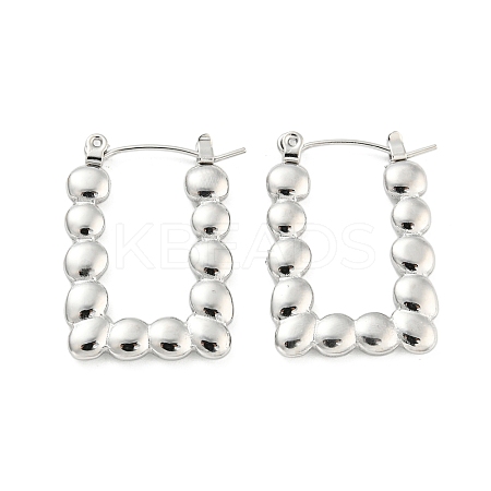 Non-Tarnish Rectangle Bubble 304 Stainless Steel Hoop Earrings for Women EJEW-C067-09P-1